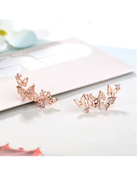 butterfly cluster sterling silver earrings