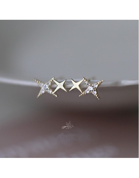 crystal sparkle stud sterling silver earrings